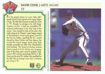 1992 Upper Deck Team MVP Holograms #17 David Cone Back