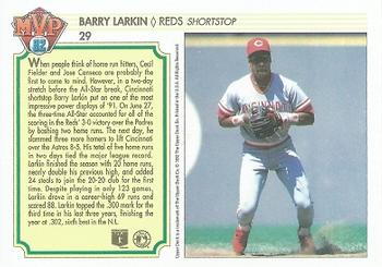 1992 Upper Deck Team MVP Holograms #29 Barry Larkin Back