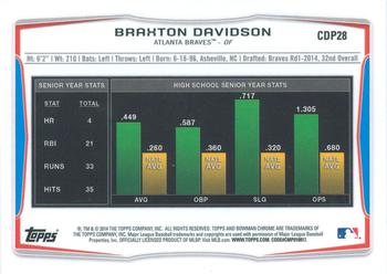 2014 Bowman Draft - Chrome Refractors #CDP28 Braxton Davidson Back
