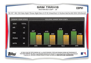 2014 Bowman Draft - Chrome Refractors #CDP61 Sam Travis Back