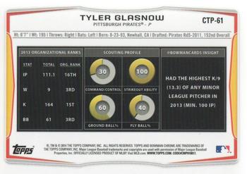 2014 Bowman Draft - Chrome Top Prospects #CTP-61 Tyler Glasnow Back
