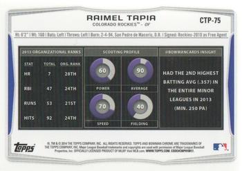 2014 Bowman Draft - Chrome Top Prospects #CTP-75 Raimel Tapia Back