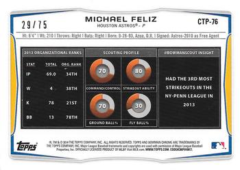 2014 Bowman Draft - Chrome Top Prospects Black Refractors #CTP-76 Michael Feliz Back