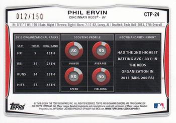 2014 Bowman Draft - Chrome Top Prospects Green Refractors #CTP-24 Phil Ervin Back