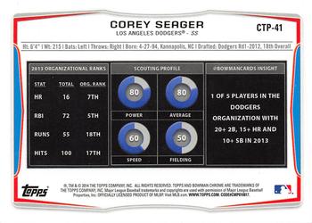 2014 Bowman Draft - Chrome Top Prospects Refractors #CTP-41 Corey Seager Back