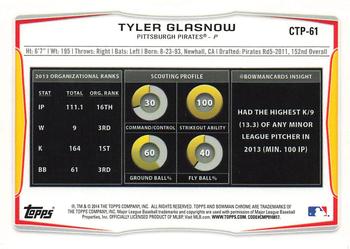 2014 Bowman Draft - Chrome Top Prospects Refractors #CTP-61 Tyler Glasnow Back