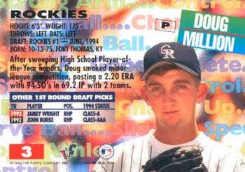 1994 Stadium Club Draft Picks #3 Doug Million Back