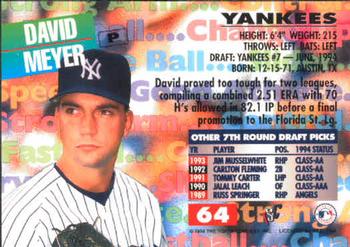 1994 Stadium Club Draft Picks #64 David Meyer Back