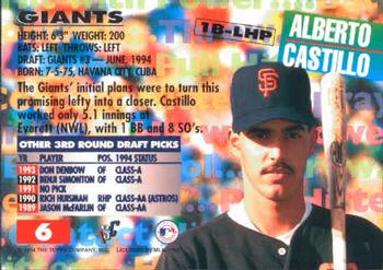 1994 Stadium Club Draft Picks #6 Alberto Castillo Back
