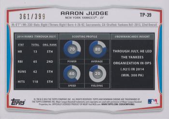 2014 Bowman Draft - Top Prospects Blue #TP-39 Aaron Judge Back