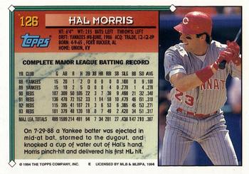 1994 Topps - Gold #126 Hal Morris Back