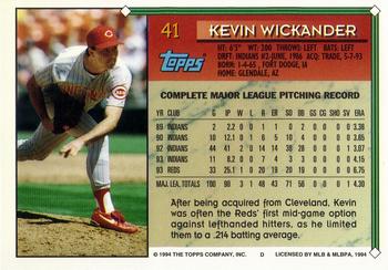 1994 Topps - Gold #41 Kevin Wickander Back