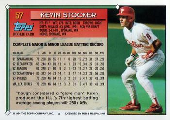 1994 Topps - Gold #57 Kevin Stocker Back
