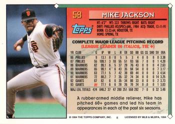 1994 Topps - Gold #58 Mike Jackson Back