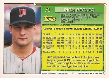 1994 Topps - Gold #71 Rich Becker Back