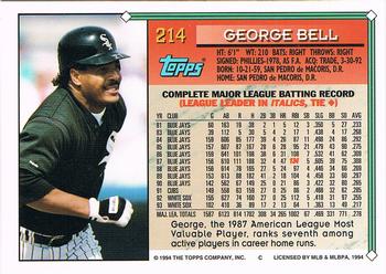 1994 Topps - Gold #214 George Bell Back