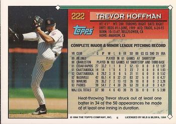 1994 Topps - Gold #222 Trevor Hoffman Back