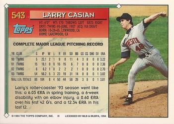 1994 Topps - Gold #543 Larry Casian Back