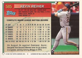 1994 Topps - Gold #585 Kevin Reimer Back