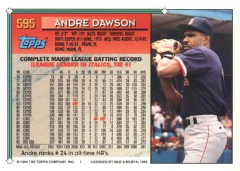 1994 Topps - Gold #595 Andre Dawson Back