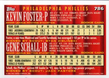 1994 Topps - Gold #786 Kevin Foster / Gene Schall Back