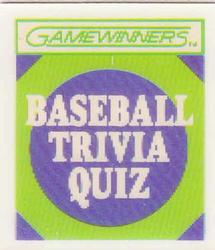 1988 Sportflics Gamewinners - Baseball Trivia Quiz #4 Baseball Trivia Quiz Front
