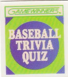 1988 Sportflics Gamewinners - Baseball Trivia Quiz #5 Baseball Trivia Quiz Front