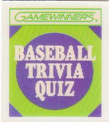 1988 Sportflics Gamewinners - Baseball Trivia Quiz #6 Baseball Trivia Quiz Front