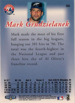 1997 Sports Illustrated #86 Mark Grudzielanek Back