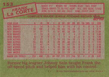 1985 Topps #153 Frank LaCorte Back