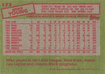 1985 Topps #173 Mike Young Back