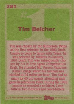 1985 Topps #281 Tim Belcher Back