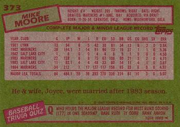 1985 Topps #373 Mike Moore Back