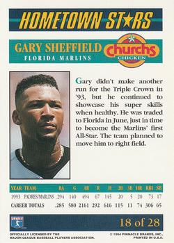 1994 Pinnacle Church's Hometown Stars #18 Gary Sheffield Back