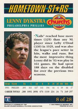 1994 Pinnacle Church's Hometown Stars - Gold #8 Lenny Dykstra Back