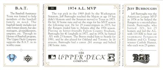 1993 Upper Deck All-Time Heroes #24 Jeff Burroughs Back