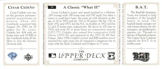 1993 Upper Deck All-Time Heroes #29 Cesar Cedeno Back