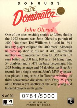 1993 Donruss - Elite Dominators #9 John Olerud Back