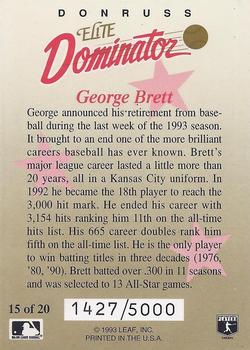 1993 Donruss - Elite Dominators #15 George Brett Back