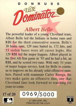 1993 Donruss - Elite Dominators #17 Albert Belle Back