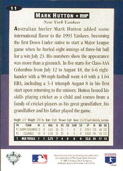 1994 Collector's Choice - Silver Signature #11 Mark Hutton Back