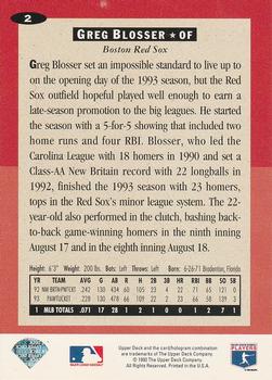 1994 Collector's Choice - Silver Signature #2 Greg Blosser Back