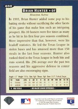 1994 Collector's Choice - Silver Signature #659 Brian Hunter Back