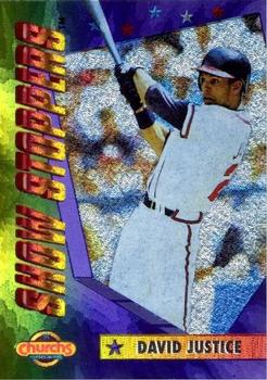1994 Pinnacle Church's Hometown Stars - Show Stoppers #4 David Justice Front