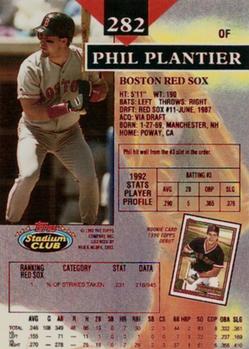 1993 Stadium Club - First Day Production #282 Phil Plantier Back