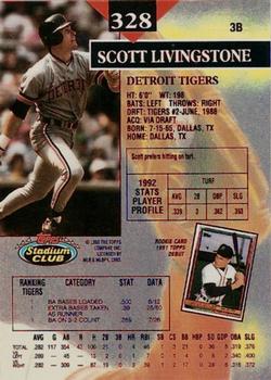 1993 Stadium Club - First Day Production #328 Scott Livingstone Back