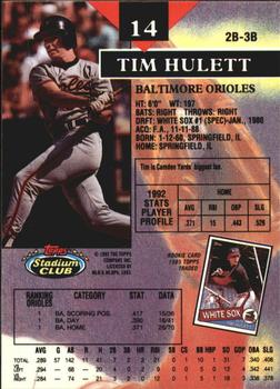 1993 Stadium Club - Members Only #14 Tim Hulett Back