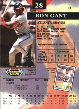 1993 Stadium Club - Members Only #28 Ron Gant Back