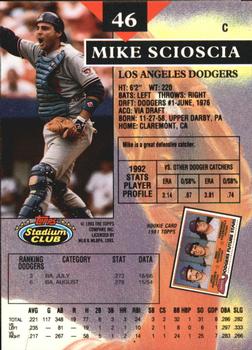 1993 Stadium Club - Members Only #46 Mike Scioscia Back