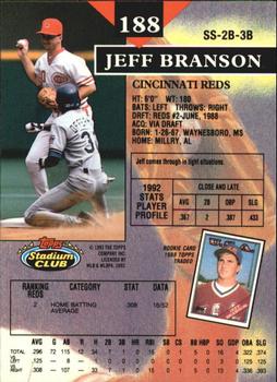1993 Stadium Club - Members Only #188 Jeff Branson Back